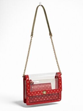 Stadium approved Clear bag NWT DustBag & Charm incl. red olive green polkadot